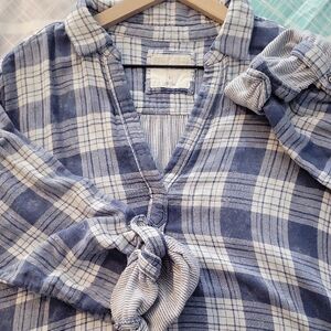 Blue Plaid Button-Up Shirt